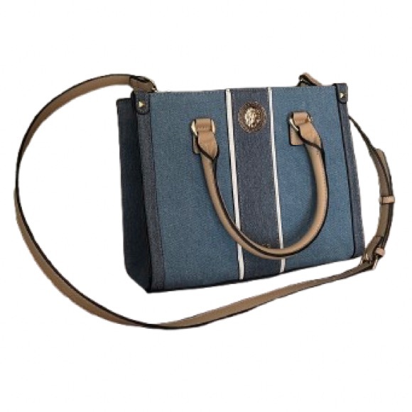 Aldo Handbags - Aldo Tote Chambray Denim Convertible Satchel/Crossbody Handbag with Tan Accents